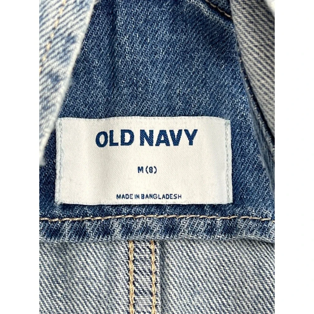Old Navy Bib Overall Jumper Skirt‎ Dress Girls' Size 8 Blue Denim Raw Hem
